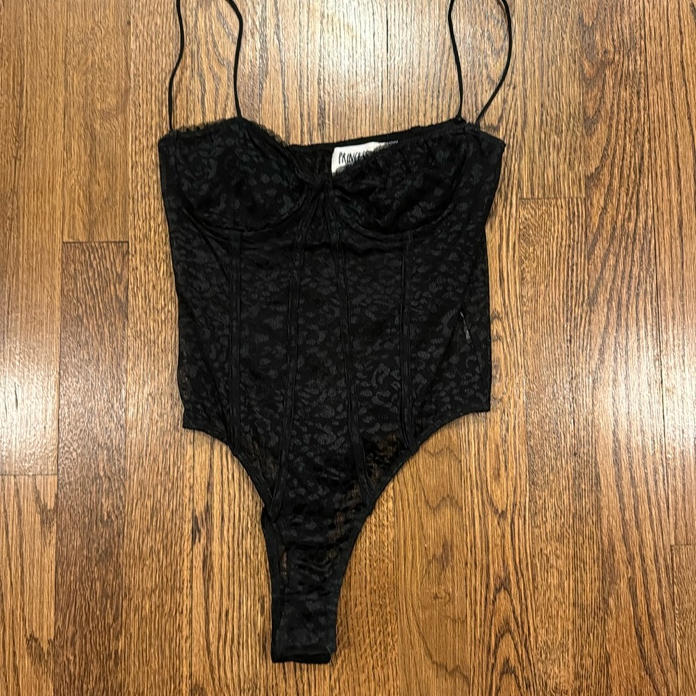 Princess Polly black lace cheetah Bodysuit size 4